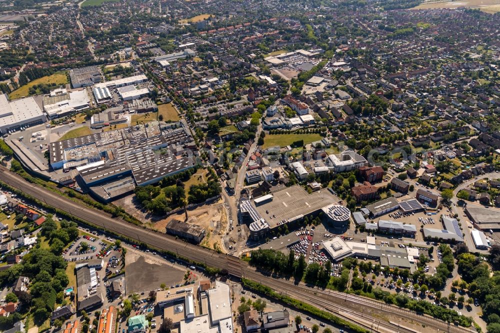 Aerial image Ahlen - New construction of the road at the roundabout - road on Gebrueder-Kerkmann-Platz in Ahlen in the state North Rhine-Westphalia, Germany