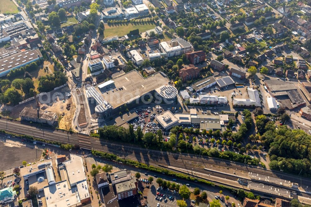 Ahlen from above - New construction of the road at the roundabout - road on Gebrueder-Kerkmann-Platz in Ahlen in the state North Rhine-Westphalia, Germany