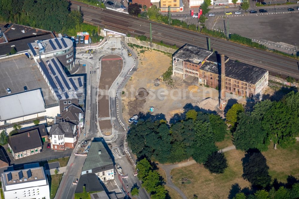 Aerial photograph Ahlen - New construction of the road at the roundabout - road on Gebrueder-Kerkmann-Platz in Ahlen in the state North Rhine-Westphalia, Germany