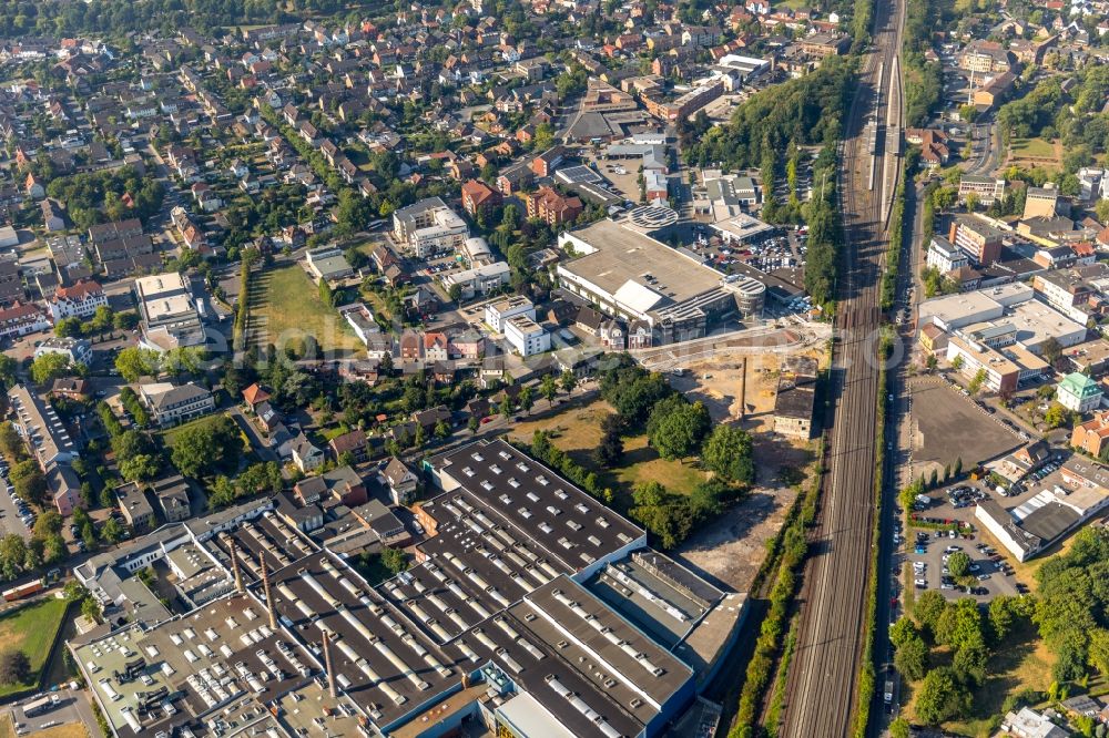 Aerial image Ahlen - New construction of the road at the roundabout - road on Gebrueder-Kerkmann-Platz in Ahlen in the state North Rhine-Westphalia, Germany