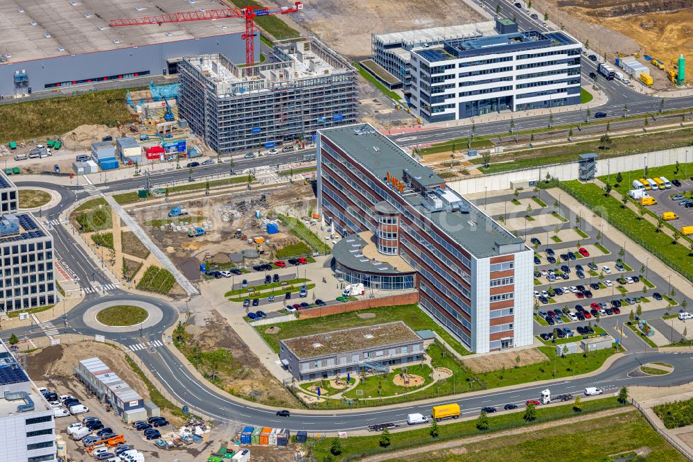 Aerial photograph Bochum - New construction of the road at the roundabout - road on Opelring in Bochum in the state North Rhine-Westphalia, Germany