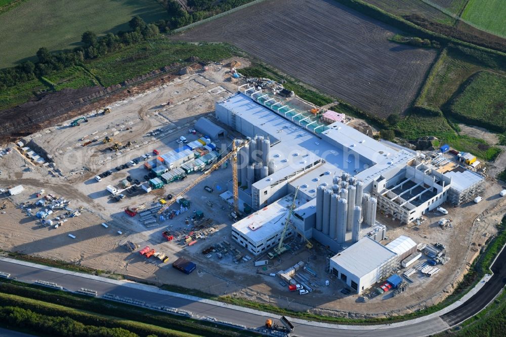 Aerial image Neumünster - Construction site for the new construction of a cheese factory of the Meierei Barmstedt eG at the Donaubogen in Neumuenster in the state of Schleswig-Holstein, Germany