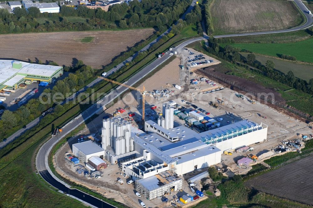 Aerial image Neumünster - Construction site for the new construction of a cheese factory of the Meierei Barmstedt eG at the Donaubogen in Neumuenster in the state of Schleswig-Holstein, Germany