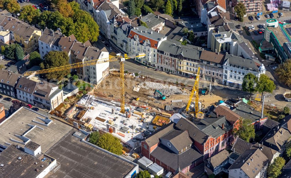 Schwelm from the bird's eye view: Construction site for the new building of the culture center on street Roemerstrasse in Schwelm in the state North Rhine-Westphalia, Germany