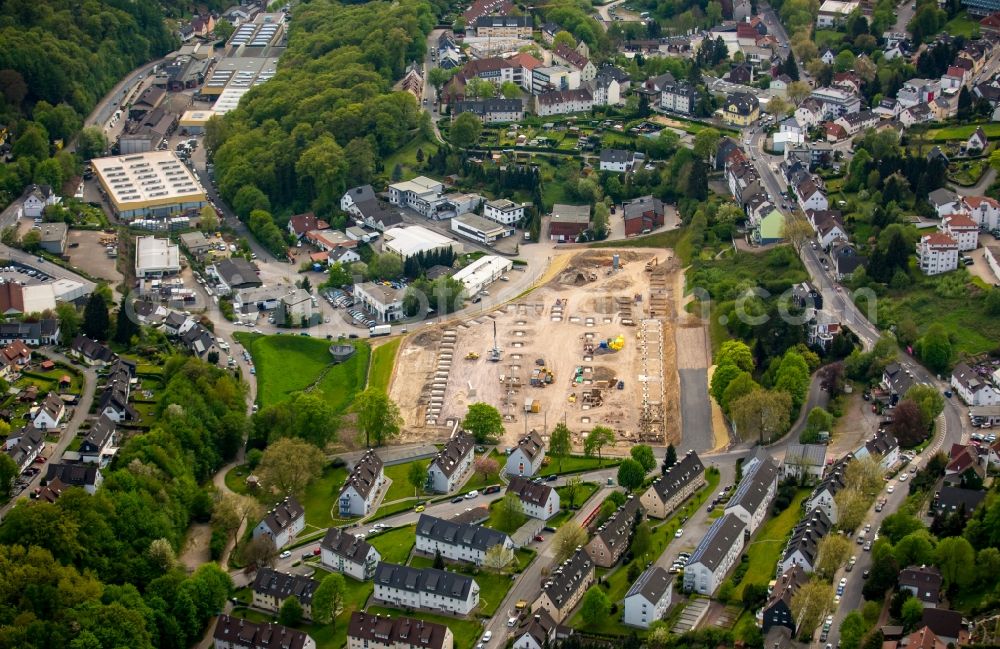 Ennepetal from above - Construction site of new production and storage facilities on Gewerbestrasse in Ennepetal in the state of North Rhine-Westphalia. The former site of Car August Bauer will be used by febi bilstein