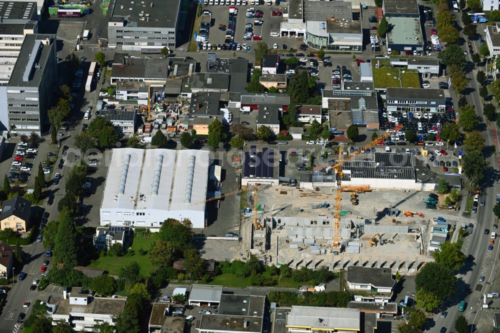 Aerial image Bietigheim-Bissingen - New construction of the building complex of the LIDL- shopping center on Gustav-Rau-Strasse in Bietigheim-Bissingen in the state Baden-Wuerttemberg, Germany