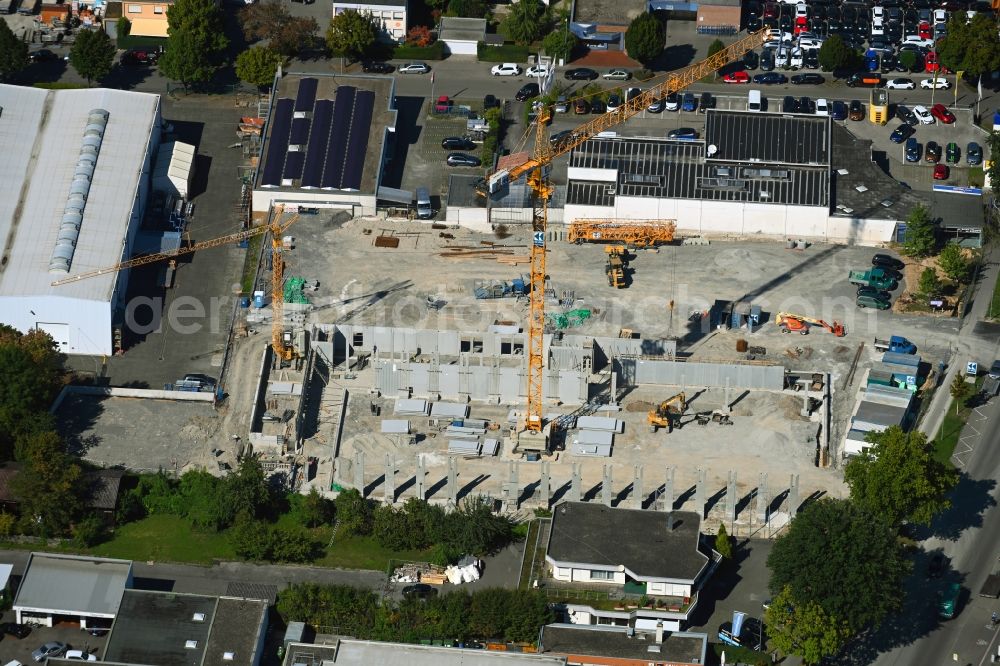 Aerial photograph Bietigheim-Bissingen - New construction of the building complex of the LIDL- shopping center on Gustav-Rau-Strasse in Bietigheim-Bissingen in the state Baden-Wuerttemberg, Germany