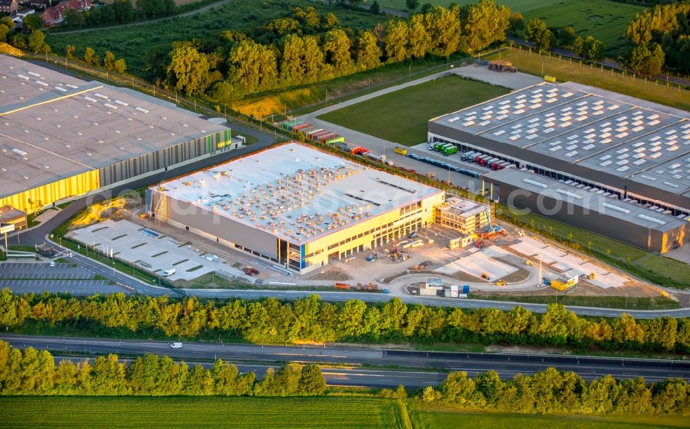 Bergkamen from the bird's eye view: Construction site for the new building Logistikpark of Herbert Heldt KG in Bergkamen in the state North Rhine-Westphalia, Germany