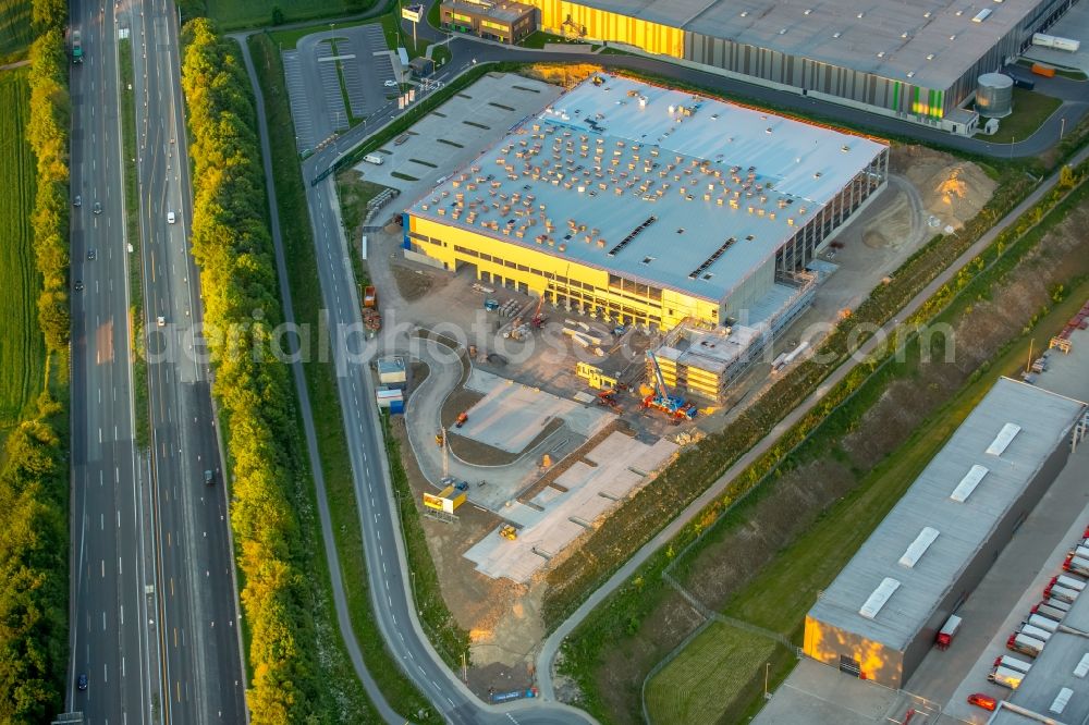 Bergkamen from the bird's eye view: Construction site for the new building Logistikpark of Herbert Heldt KG in Bergkamen in the state North Rhine-Westphalia, Germany