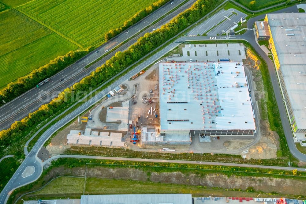 Aerial photograph Bergkamen - Construction site for the new building Logistikpark of Herbert Heldt KG in Bergkamen in the state North Rhine-Westphalia, Germany