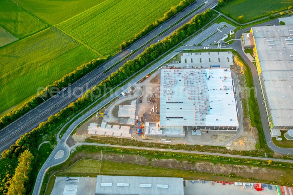 Bergkamen from above - Construction site for the new building Logistikpark of Herbert Heldt KG in Bergkamen in the state North Rhine-Westphalia, Germany