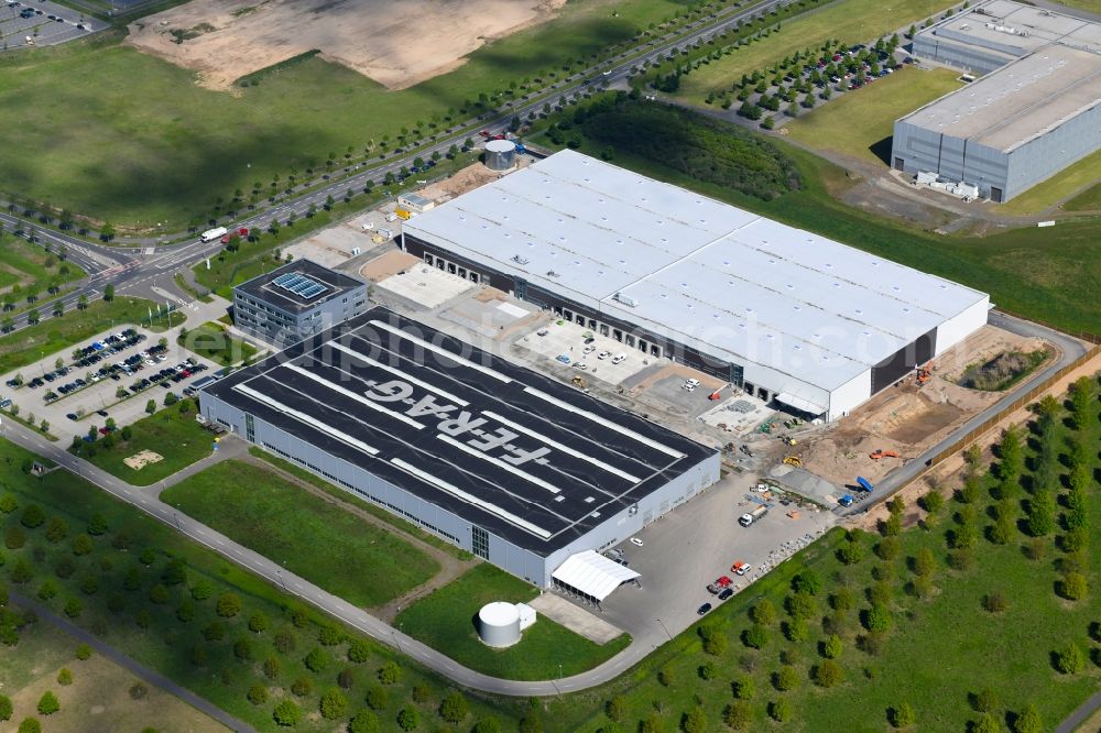 Aerial image Leipzig - Construction site to build a new logistic center on BMW-Allee in Leipzig in the state Saxony, Germany