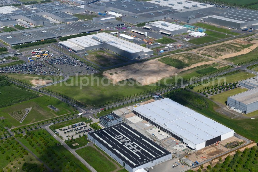 Leipzig from above - Construction site to build a new logistic center on BMW-Allee in Leipzig in the state Saxony, Germany