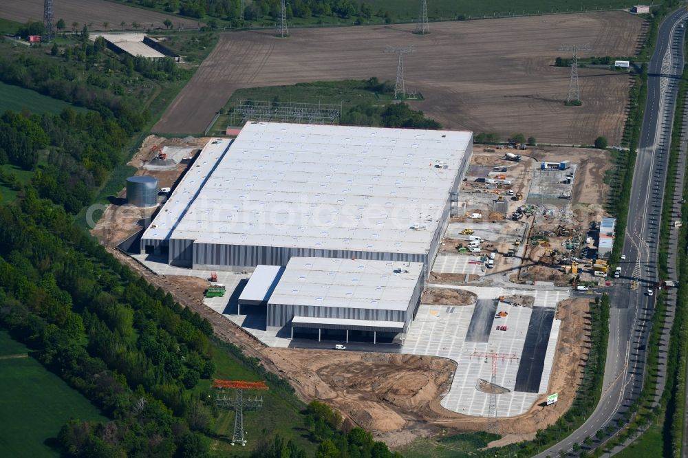 Leipzig from above - Construction site to build a new building complex on the site of the logistics center of BMW Group on BMW-Allee in Leipzig in the state Saxony, Germany