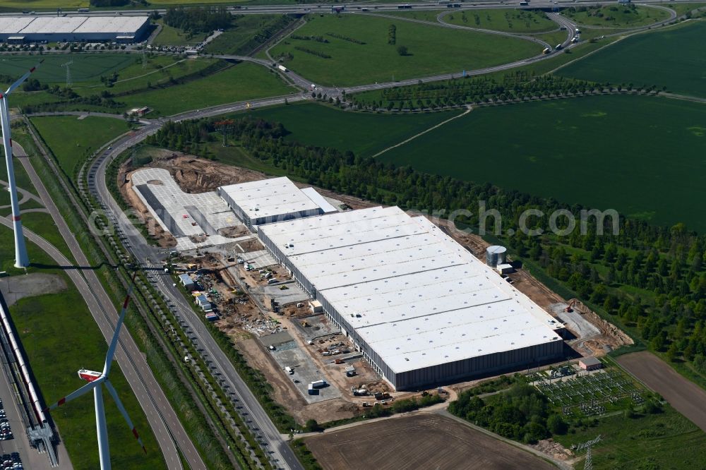 Aerial image Leipzig - Construction site to build a new building complex on the site of the logistics center of BMW Group on BMW-Allee in Leipzig in the state Saxony, Germany