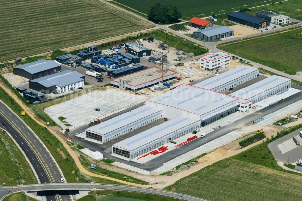 Aerial image Aichach - Construction site for the new construction of a logistics center of DPD Deutschland GmbH in Aichach in the federal state of Bavaria, Germany