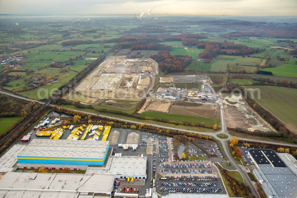 Aerial image Werne - Construction site for the new building from Amazon in the district Ruhr Metropolitan Area in Werne in the state North Rhine-Westphalia