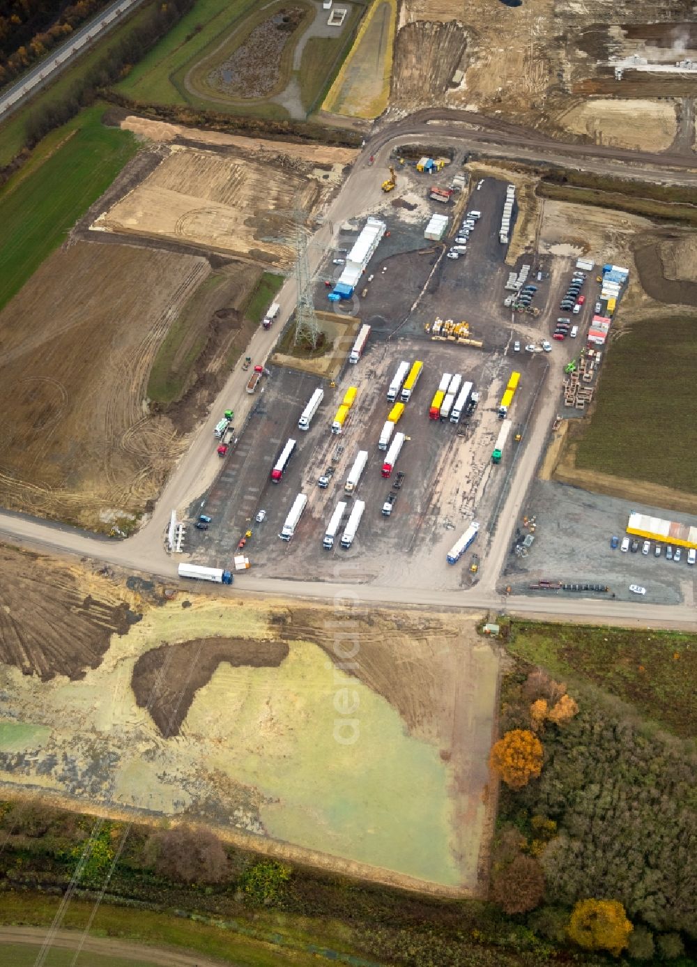 Werne from above - Construction site for the new building from Amazon in the district Ruhr Metropolitan Area in Werne in the state North Rhine-Westphalia