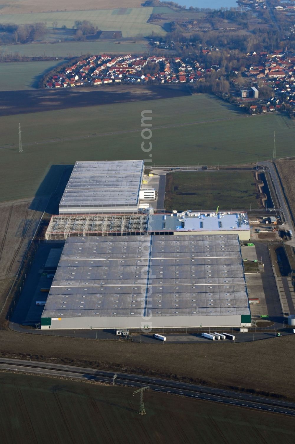 Aerial photograph Erfurt - Construction site to build a new building complex on the site of the logistics center of GIEAG Immobilien AG on Joseph-Meyer-Strasse in Erfurt in the state Thuringia, Germany