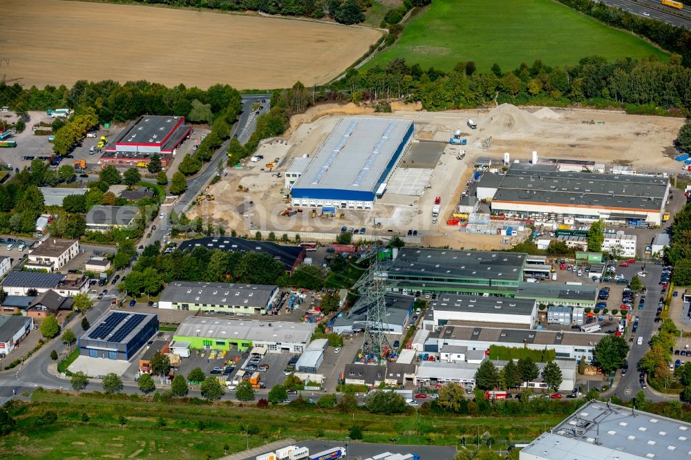 Aerial photograph Witten - Construction site to build a new building complex on the site of the logistics center of Hermes Germany GmbH on Salinger Feld in Witten in the state North Rhine-Westphalia, Germany