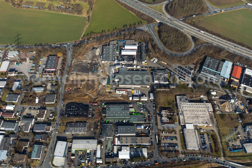 Aerial photograph Witten - Construction site to build a new building complex on the site of the logistics center of Hermes Germany GmbH on Salinger Feld in Witten in the state North Rhine-Westphalia, Germany