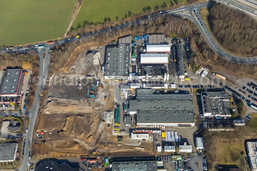 Witten from above - Construction site to build a new building complex on the site of the logistics center of Hermes Germany GmbH on Salinger Feld in Witten in the state North Rhine-Westphalia, Germany