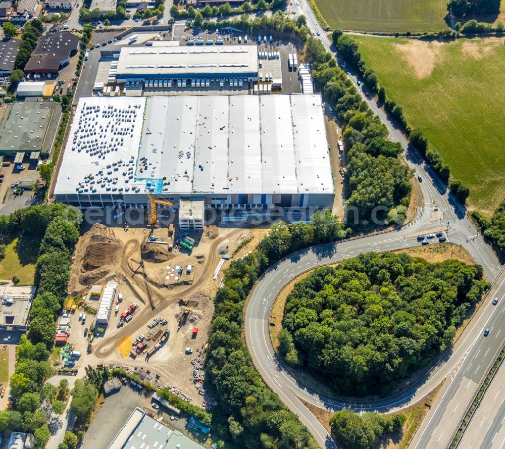 Aerial image Witten - Construction site to build a new building complex on the site of the logistics center of Hermes Germany GmbH on Salinger Feld in Witten in the state North Rhine-Westphalia, Germany