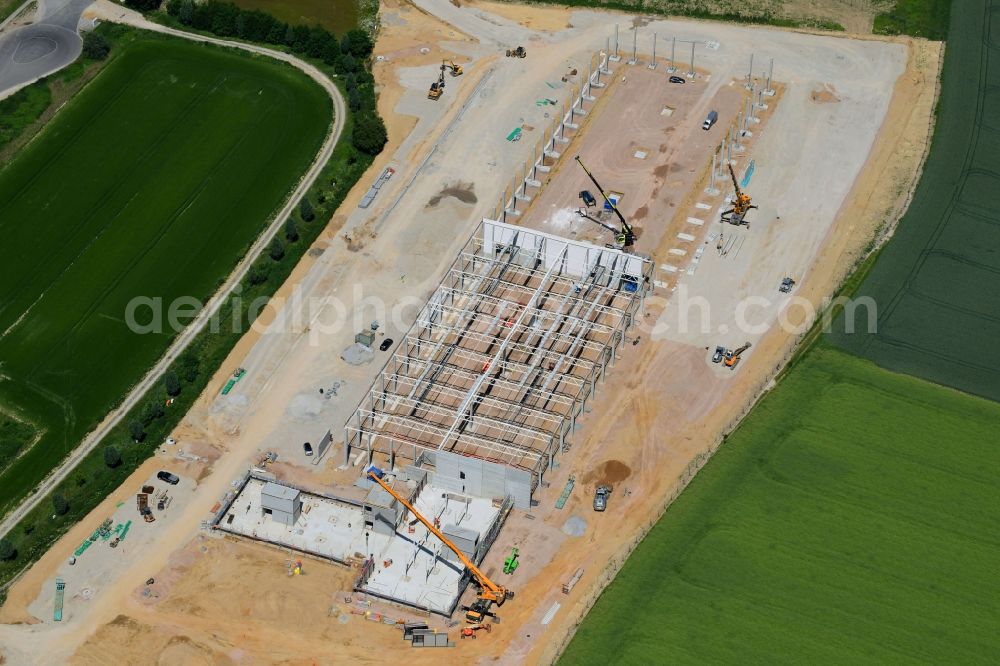 Odelzhausen from above - Construction site for the construction of a logistics center of C.E. NOERPEL GmbH in Odelzhausen, Bavaria, Germany