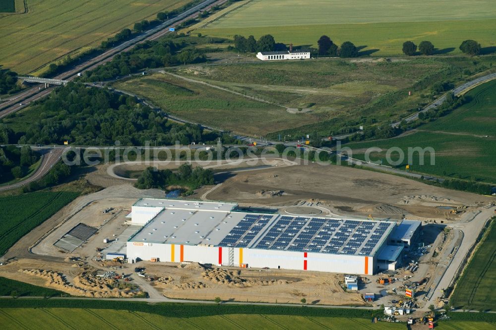 Aerial image Dummerstorf - Construction site to build a new logistics center of NorA?ma LeA?bensA?mitA?telA?fiA?liA?alA?beA?trieb StifA?tung & Co. KG in Dummerstorf in the state Mecklenburg - Western Pomerania, Germany