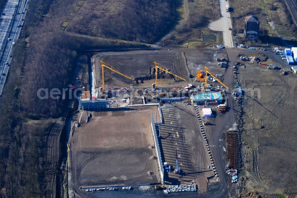 Aerial photograph Herne - Construction site to build a new building complex on the site of the logistics center of NORDFROST GmbH & Co. KG Am Malakowturm in Herne in the state North Rhine-Westphalia, Germany