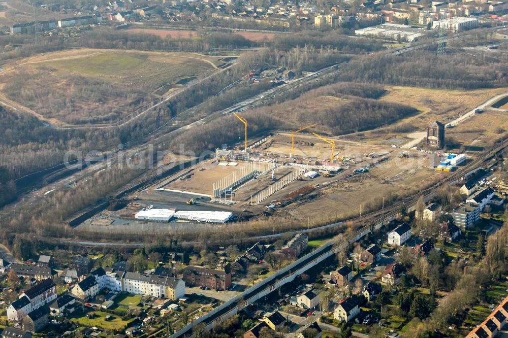 Aerial photograph Herne - Construction site to build a new building complex on the site of the logistics center of NORDFROST GmbH & Co. KG Am Malakowturm in Herne in the state North Rhine-Westphalia, Germany