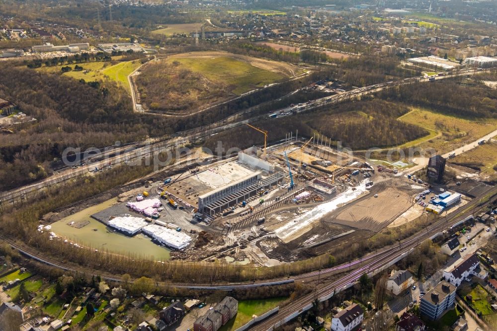 Herne from above - Construction site to build a new building complex on the site of the logistics center of NORDFROST GmbH & Co. KG Am Malakowturm in Herne in the state North Rhine-Westphalia, Germany