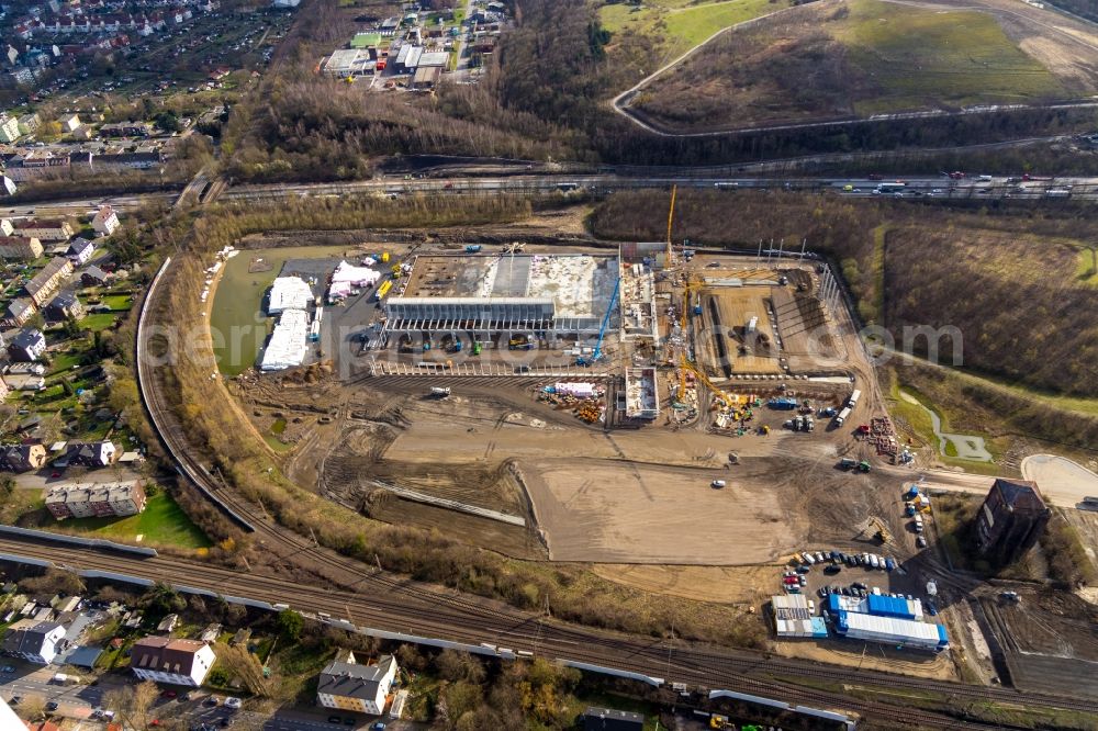 Aerial image Herne - Construction site to build a new building complex on the site of the logistics center of NORDFROST GmbH & Co. KG Am Malakowturm in Herne in the state North Rhine-Westphalia, Germany