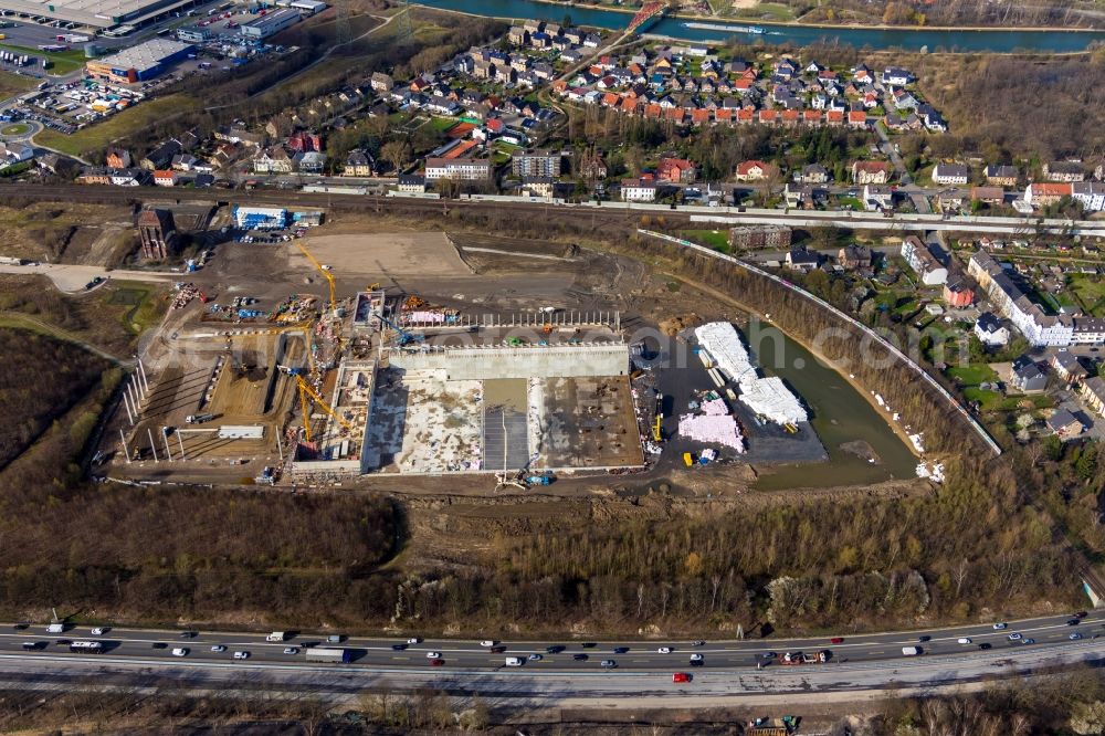 Aerial image Herne - Construction site to build a new building complex on the site of the logistics center of NORDFROST GmbH & Co. KG Am Malakowturm in Herne in the state North Rhine-Westphalia, Germany