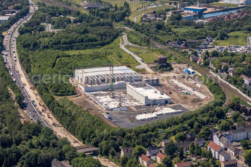 Herne from the bird's eye view: Construction site to build a new building complex on the site of the logistics center of NORDFROST GmbH & Co. KG Am Malakowturm in Herne in the state North Rhine-Westphalia, Germany