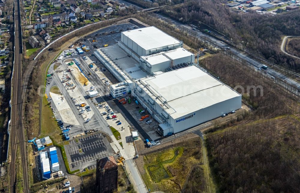 Aerial photograph Herne - Construction site to build a new building complex on the site of the logistics center of NORDFROST GmbH & Co. KG Am Malakowturm in Herne in the state North Rhine-Westphalia, Germany