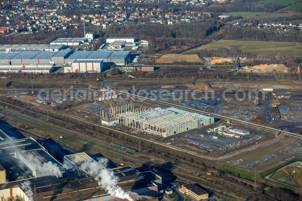 Aerial image Dortmund - Construction site to build a new building complex on the site of the logistics center REWE DORTMUND Grosshandel eG on Rueschebrinkstrasse in Dortmund in the state North Rhine-Westphalia, Germany