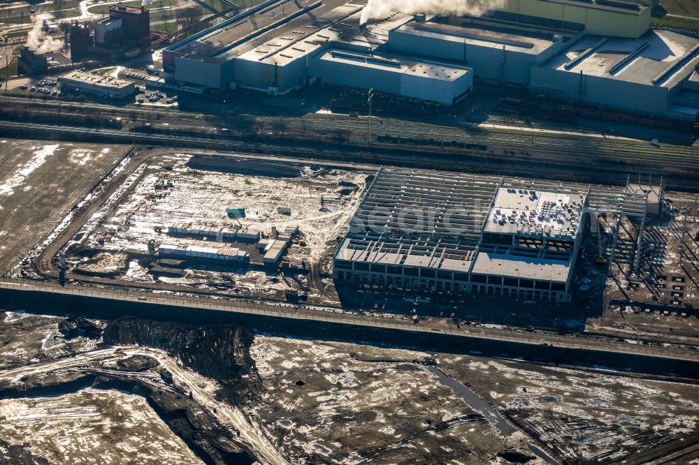 Aerial photograph Dortmund - Construction site to build a new building complex on the site of the logistics center REWE DORTMUND Grosshandel eG on Rueschebrinkstrasse in Dortmund in the state North Rhine-Westphalia, Germany