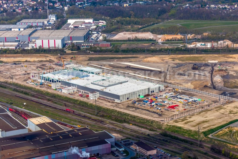 Aerial image Dortmund - Construction site to build a new building complex on the site of the logistics center REWE DORTMUND Grosshandel eG on Rueschebrinkstrasse in Dortmund in the state North Rhine-Westphalia, Germany