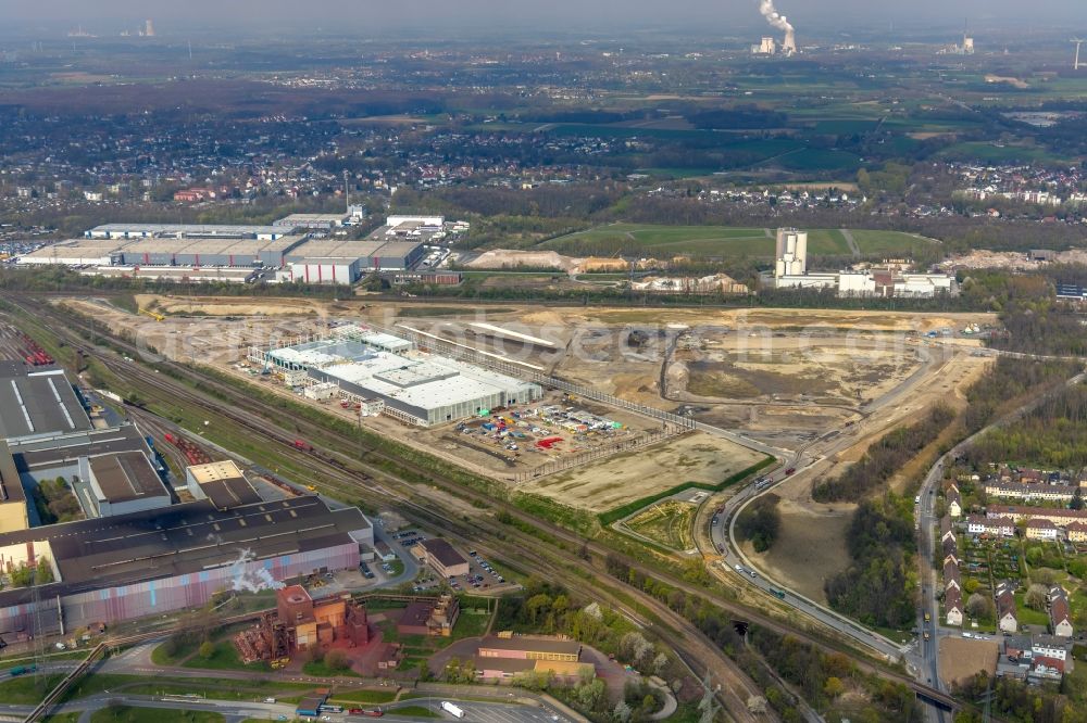 Dortmund from above - Construction site to build a new building complex on the site of the logistics center REWE DORTMUND Grosshandel eG on Rueschebrinkstrasse in Dortmund in the state North Rhine-Westphalia, Germany