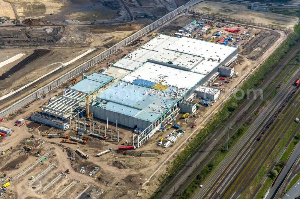 Dortmund from the bird's eye view: Construction site to build a new building complex on the site of the logistics center REWE DORTMUND Grosshandel eG on Rueschebrinkstrasse in Dortmund in the state North Rhine-Westphalia, Germany