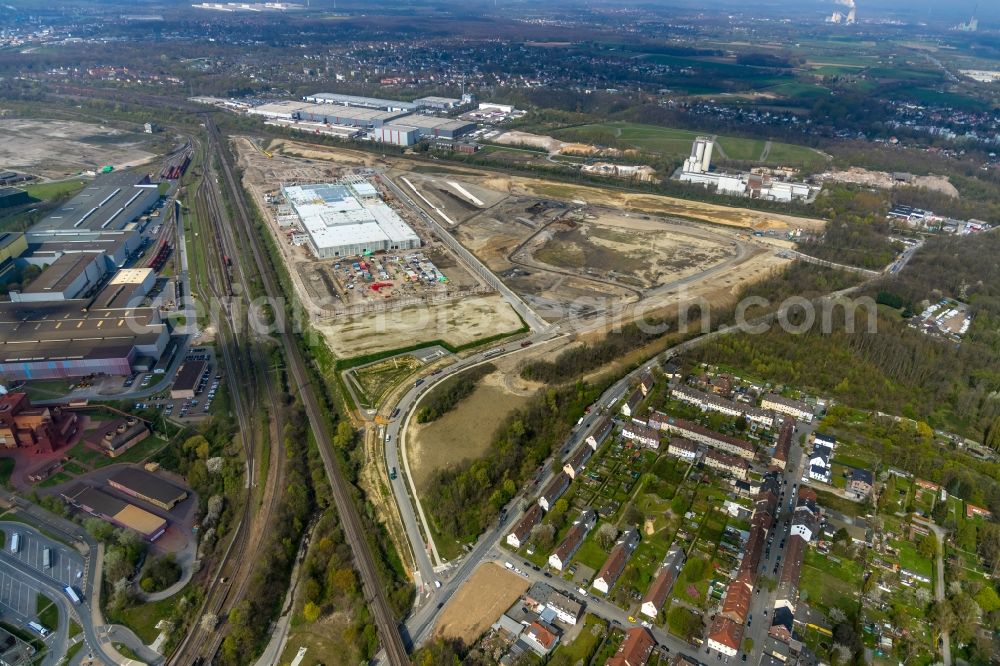 Aerial photograph Dortmund - Construction site to build a new building complex on the site of the logistics center REWE DORTMUND Grosshandel eG on Rueschebrinkstrasse in Dortmund in the state North Rhine-Westphalia, Germany