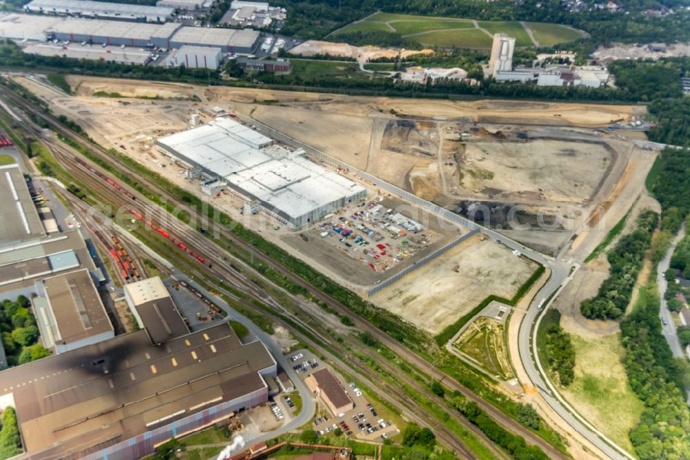 Aerial photograph Dortmund - Construction site to build a new building complex on the site of the logistics center REWE DORTMUND Grosshandel eG on Rueschebrinkstrasse in Dortmund in the state North Rhine-Westphalia, Germany