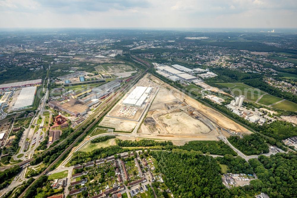 Dortmund from the bird's eye view: Construction site to build a new building complex on the site of the logistics center REWE DORTMUND Grosshandel eG on Rueschebrinkstrasse in Dortmund in the state North Rhine-Westphalia, Germany