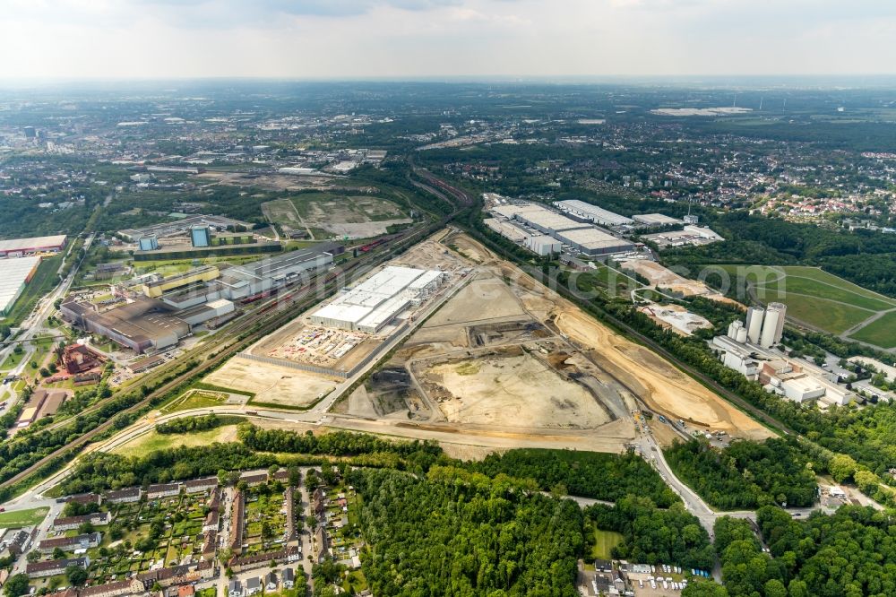 Aerial photograph Dortmund - Construction site to build a new building complex on the site of the logistics center REWE DORTMUND Grosshandel eG on Rueschebrinkstrasse in Dortmund in the state North Rhine-Westphalia, Germany