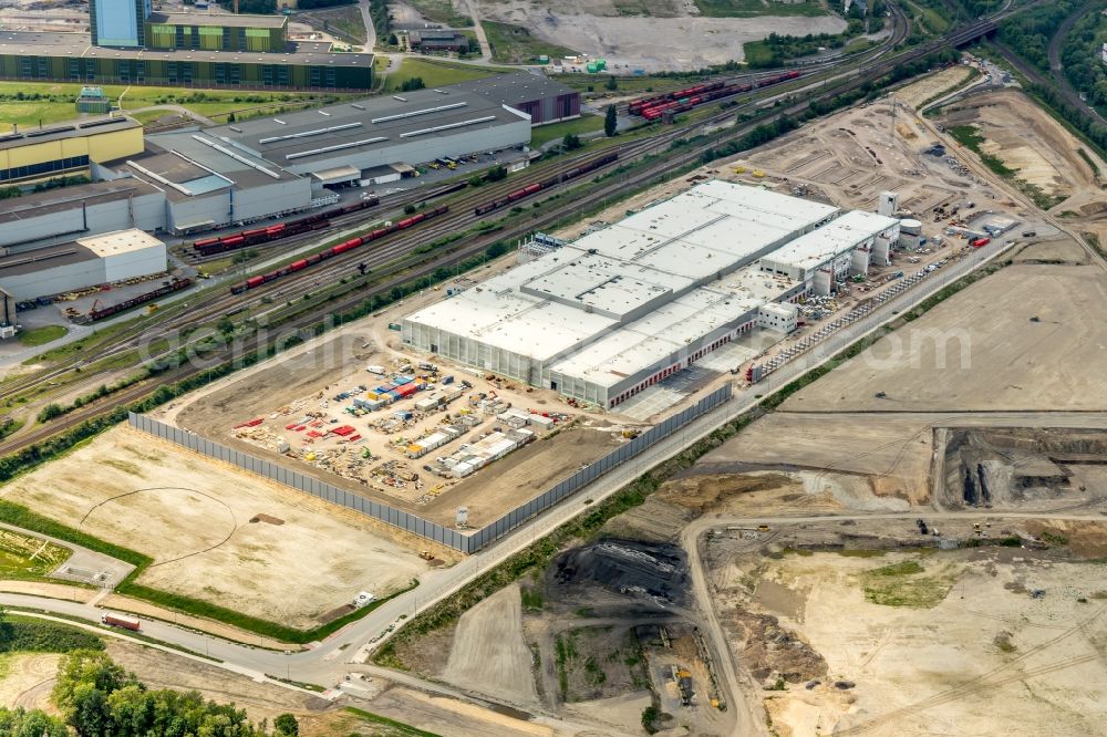 Dortmund from above - Construction site to build a new building complex on the site of the logistics center REWE DORTMUND Grosshandel eG on Rueschebrinkstrasse in Dortmund in the state North Rhine-Westphalia, Germany