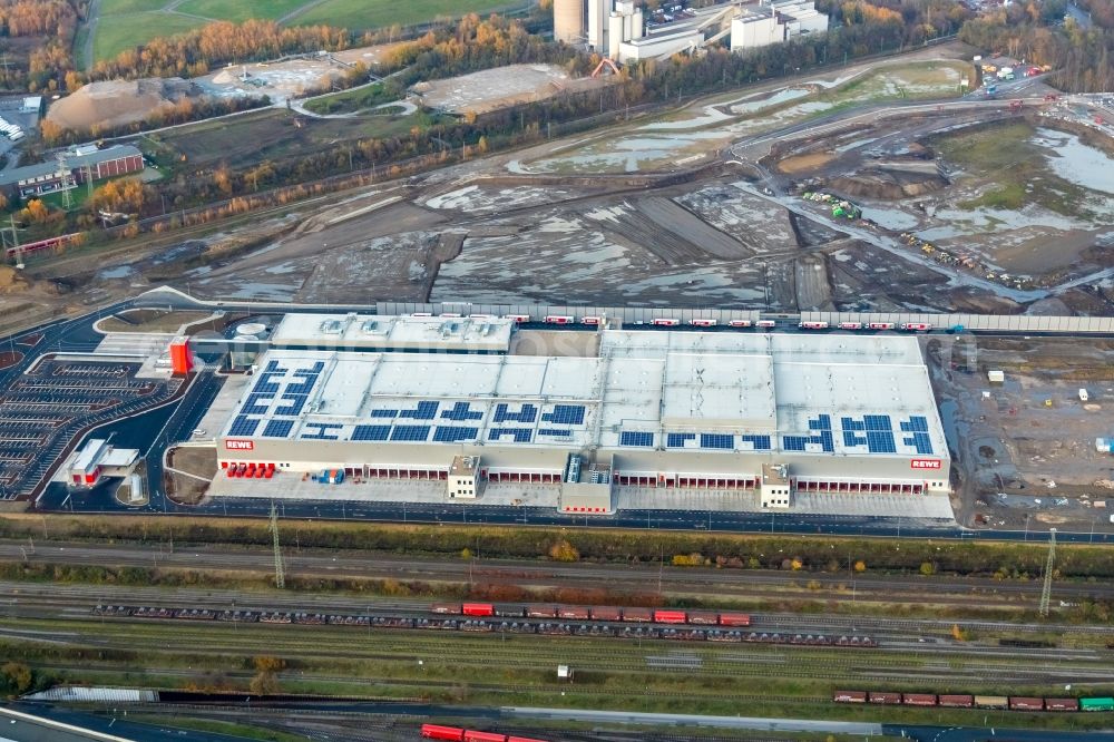 Aerial photograph Dortmund - Construction site to build a new building complex on the site of the logistics center REWE DORTMUND Grosshandel eG on Rueschebrinkstrasse in Dortmund in the state North Rhine-Westphalia, Germany