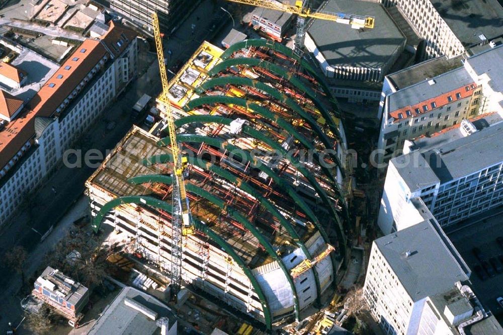  from above - Construction of the Ludwig Erhard Haus (LEH) in Berlin Charlottenburg. The LEH was built by the architects Nicholas Grimshaw & Partner. In the building are the IHK Berlin, the Berlin Stock Exchange and other important institutions of the regional economy