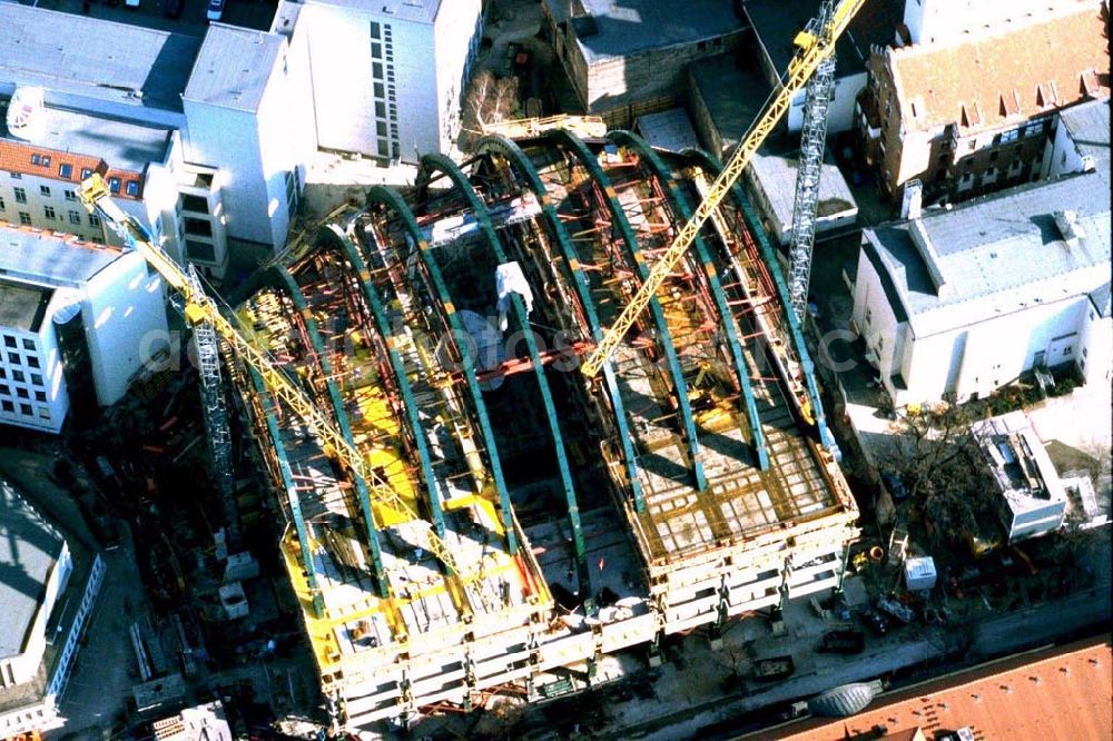  from above - Construction of the Ludwig Erhard Haus (LEH) in Berlin Charlottenburg. The LEH was built by the architects Nicholas Grimshaw & Partner. In the building are the IHK Berlin, the Berlin Stock Exchange and other important institutions of the regional economy