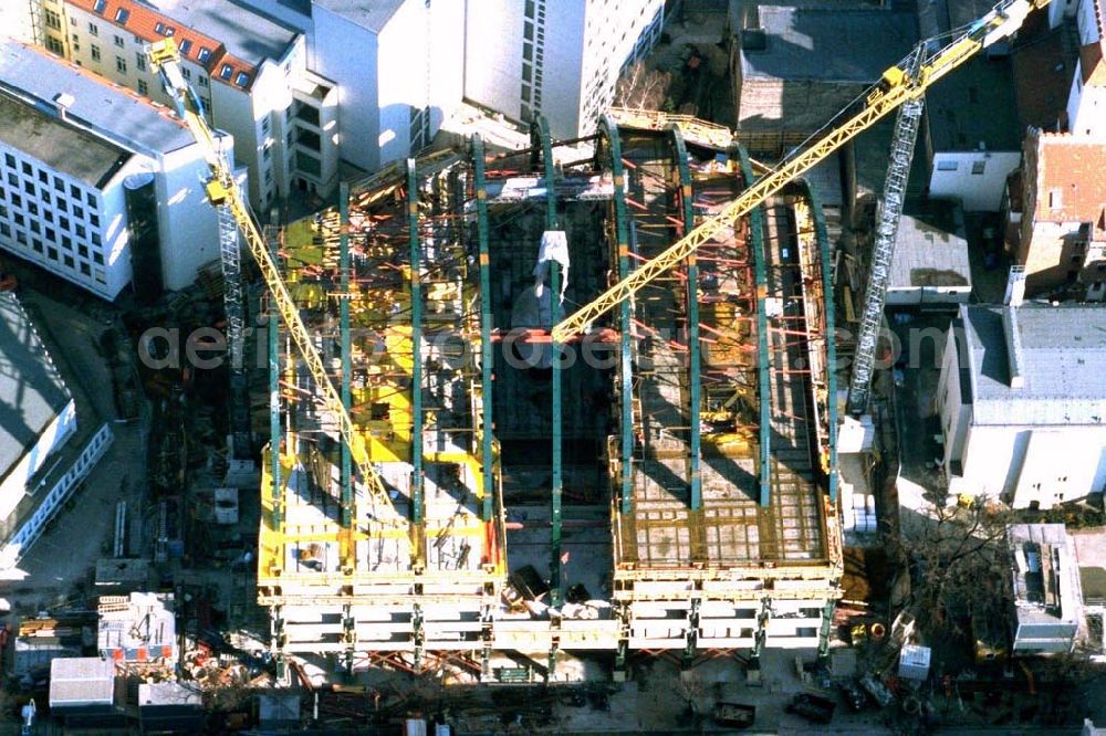  from the bird's eye view: Construction of the Ludwig Erhard Haus (LEH) in Berlin Charlottenburg. The LEH was built by the architects Nicholas Grimshaw & Partner. In the building are the IHK Berlin, the Berlin Stock Exchange and other important institutions of the regional economy